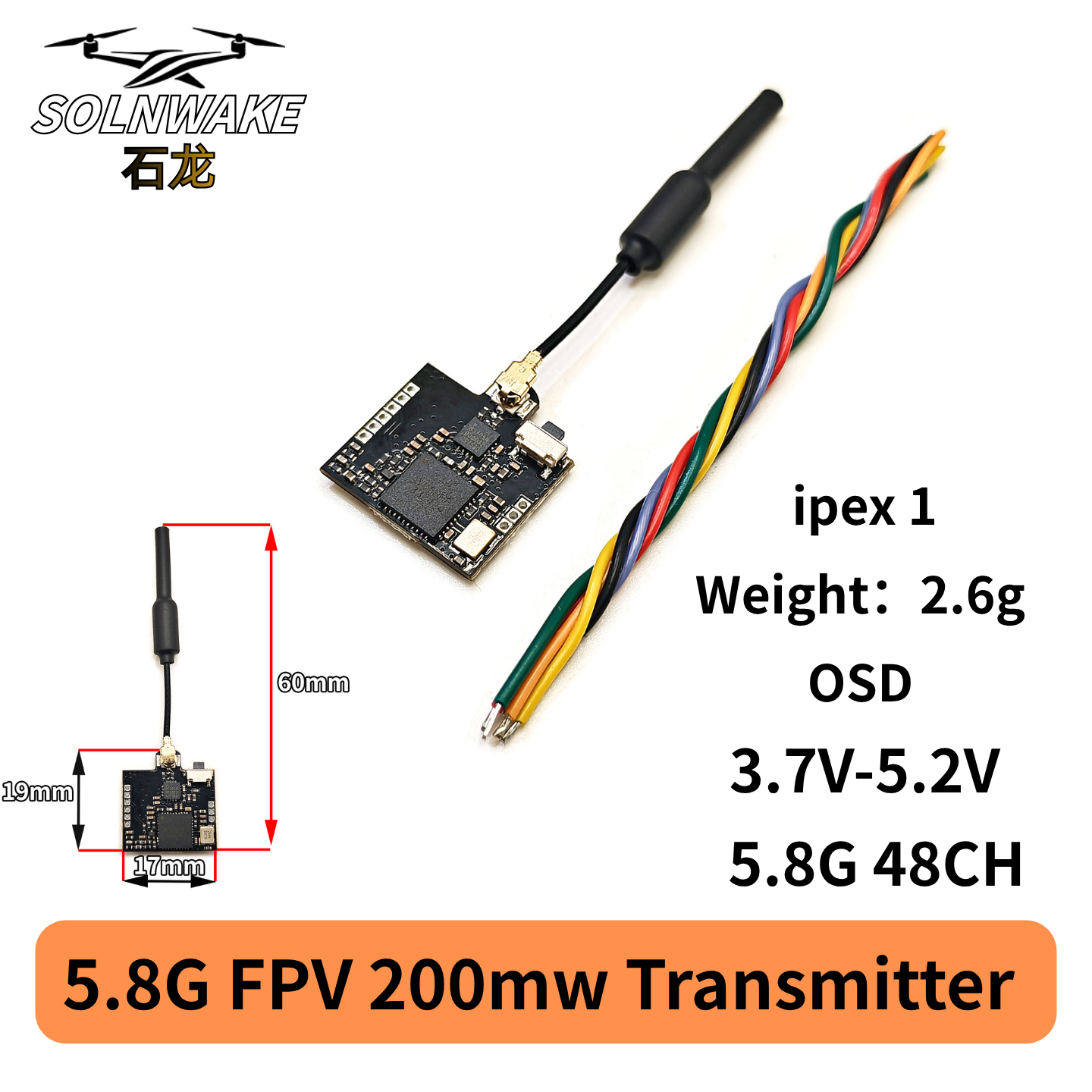 SLONWAKE Nano 5.8G 48CH 200mW  - Fpv Drone Vtx recension och pris
